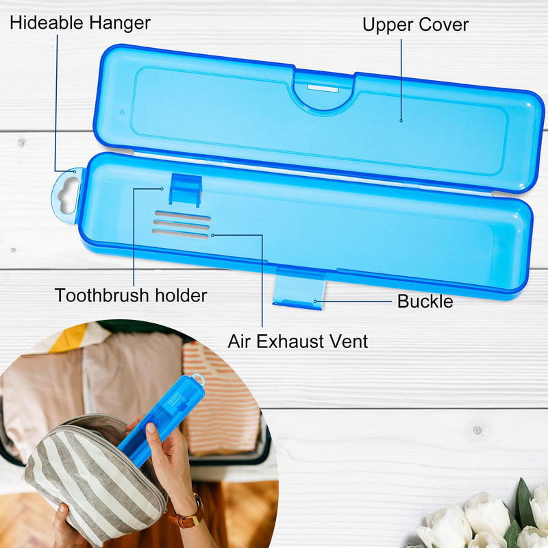 Toothbrush Case 2 Packs, Transparent Dark Blue Toothbrush Travel Case, Plastic Toothbrush Holder Travel Size, 7.87 x 1.85 x 1.18 inches Portable Toothbrush Case for Traveling - BeesActive Australia