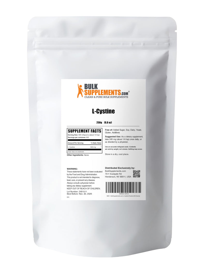 BulkSupplements.com L-Cystine Powder - L-Cystine 500mg, L-Cystine Supplement, Amino Acid Supplement - for Immune Support, Gluten Free, 500mg per Serving, 250g (8.8 oz) (Pack of 1) 8.8 Ounce (Pack of 1)