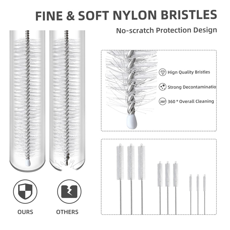 Hiware Drinking Straw Cleaner Brush Kit - (3-Size) 9-Piece Extra Long Pipe Cleaners, Straw Cleaning Brush For Tumbler, Sippy Cup, Bottle and Tube - BeesActive Australia