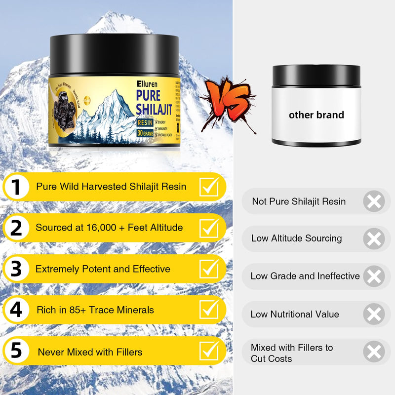 Shilajit Pure Himalayan Organic Maximum Potency Shilajit Resin Authentic Gold Grade Rich in 85+ Trace Minerals with Fulvic Acid Shilajit Supplement for Energy&Immune Support,30 Grams（1 Pack） 1 Fl Oz (Pack of 1) - BeesActive Australia
