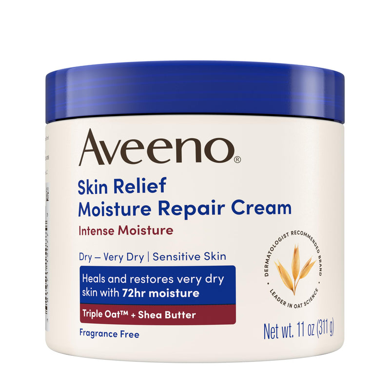 Aveeno Skin Relief Intense Moisture Repair Body Cream with Triple Oat & Shea Butter Formula, Helps Heal, Repair & Restore Very Dry Skin with Long-Lasting Moisture, Fragrance-Free, 11 oz 11 Ounce (Pack of 1)