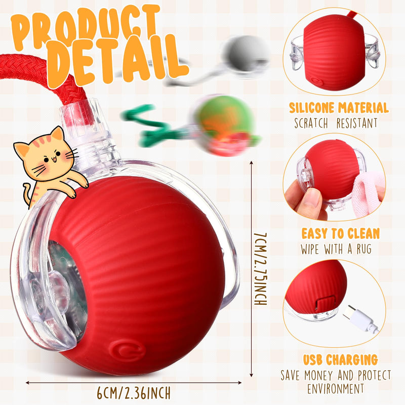 6 Pack Interactive Ball Cat Toy 360° Automatic Smart Rolling Ball Cat Toy Electric Ball Dog Toy Self Rolling Dog Ball for Large and Small Dogs and Cats - BeesActive Australia