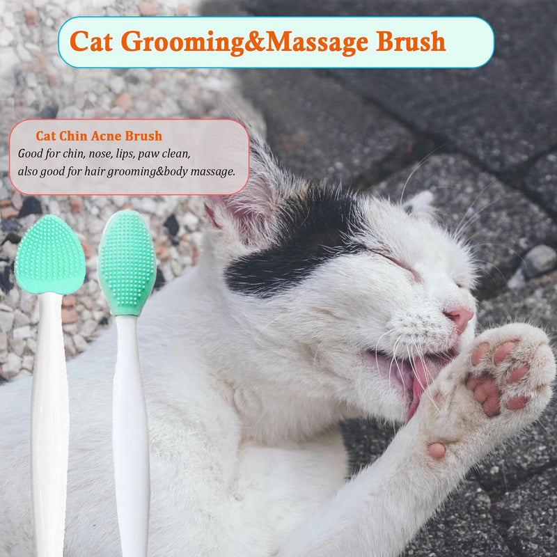 JGocot Cat Grooming Essentials - Black Seed Exfoliating Brush, Soft Silicone Double-Sided Scraper for Chin Acne and Cleaning (4PCS) - BeesActive Australia