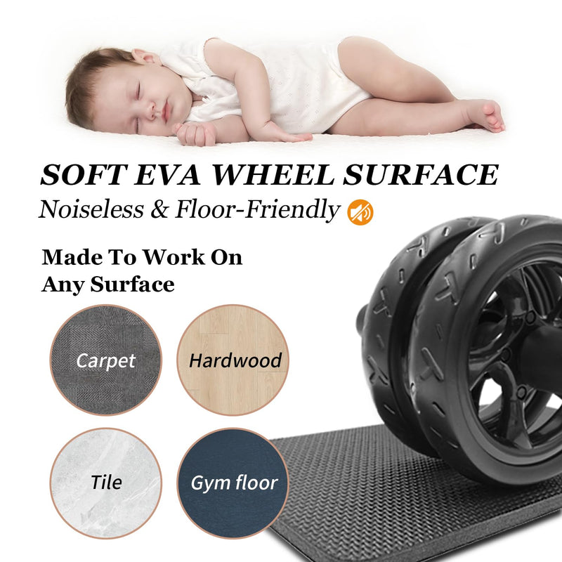 Ab roller wheel with knee pad for abdominal exercise core workout weight loss no noise easy to assembling light weight perfect home gym equipment for men & women Red Double Wheel - BeesActive Australia
