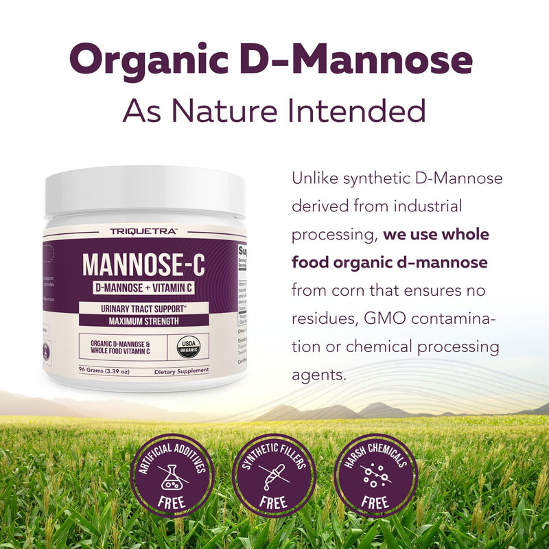 Mannose-C - Organic D Mannose Powder + Whole Food Vitamin C, Natural UTI Support Supplement to Flush & Cleanse Urinary Tract, Certified Organic Urinary Health for Women, Vegan, Non-GMO (60 Servings) 3.39 Ounce (Pack of 1)