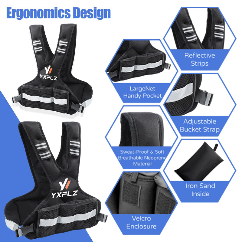 Weighted Vest Women Men - Adjustable Weighted Vest Woman with 6 Ironsand Weights, 4-10lb/11-20lb/21-32lb Vest for Walking, Running, Fitness, Strength Training, Workouts Black - BeesActive Australia