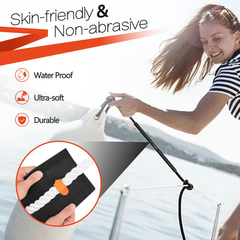 Dock Line Chafe Guards 26inch 4PCS Neoprene Diving Material Skin-Friendly and Non-Abrasive with Two Rope Telescopic Fixation Straps - BeesActive Australia