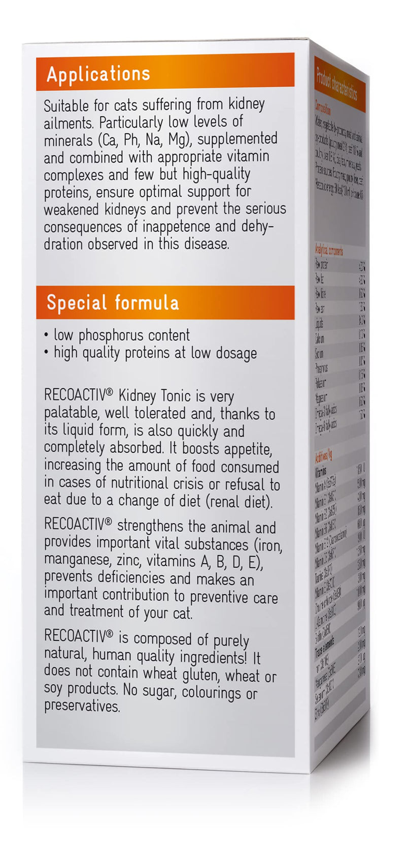 RECOACTIV Kidney Tonic for cats, 1 x 90 ml, dietary food supplement for recovery from early signs of renal dysfunction in cats, and for prevention
