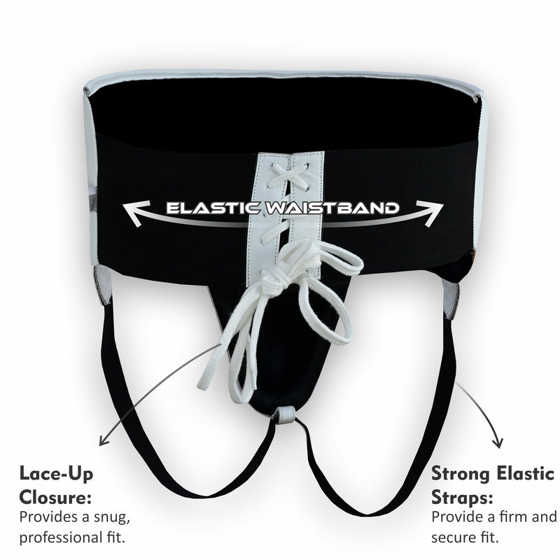 Leather Groin Guard with Protective Cup for Men Boxing MMA Muay Thai Kickboxing Taekwondo and Martial Arts Training Protector White Large - BeesActive Australia