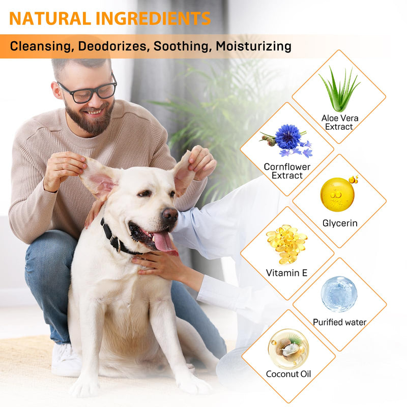 Dog Ear Wipes, Ear Cleaner Finger Wipes for Dogs & Cats, Gently Remove Earwax & Odor, Soothe Ear Itching and Infection, Easy to Use, Natural Cat Ear Wipes for Dogs, 50 Count, Coconut Scent 02-Ear Wipes 1.5" 50pcs - BeesActive Australia