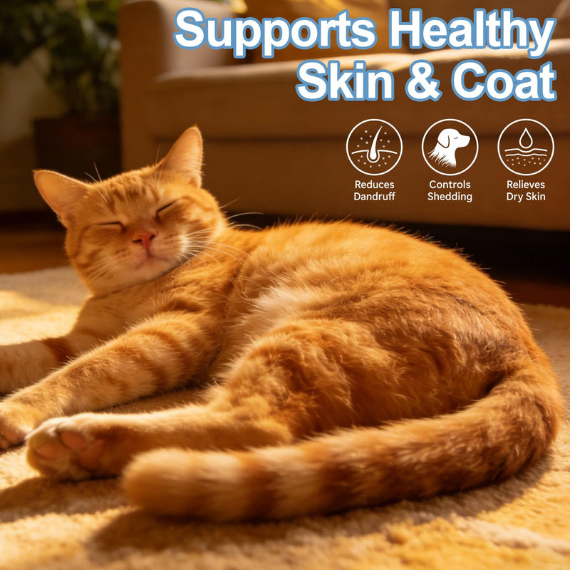 Omega-3 Liquid Drops for Cats - Supports Healthy Skin & Coat, Natural Fish Oil Supplement for Feline Wellness 60ml (1)