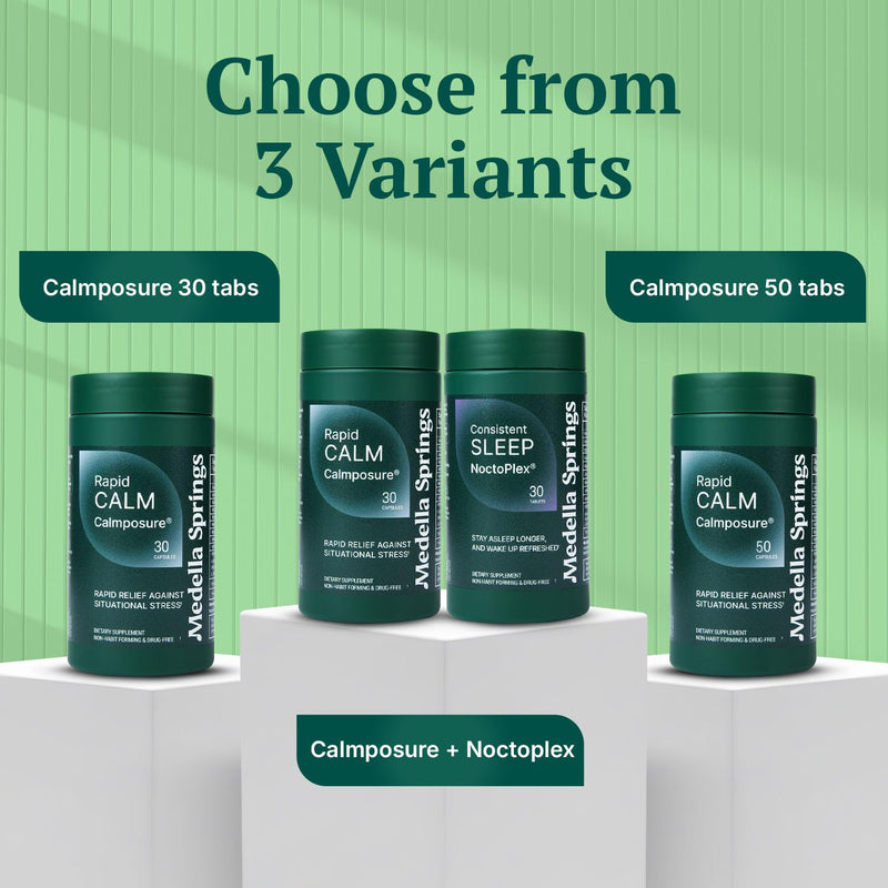 Anti Stress Supplements - Quick Relief from Situational Stress (60 Caps) | Calm Supplement - Side Effect-Free Stress Pills - Calming Supplements for Adults with Magnesium & Vitamin C Calmposure