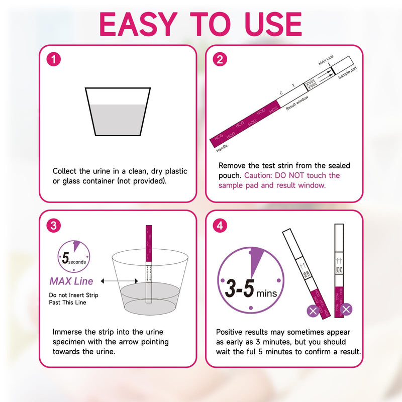 Early Detection Pregnancy Test Strips, Amazewell hCG Test Strips Easy at Home Pregnancy Tests Bulk, Over 99% Accuracy, 50 Pack Pregnancy Test Kits for Women with 1 Reusable Urine Cup - BeesActive Australia