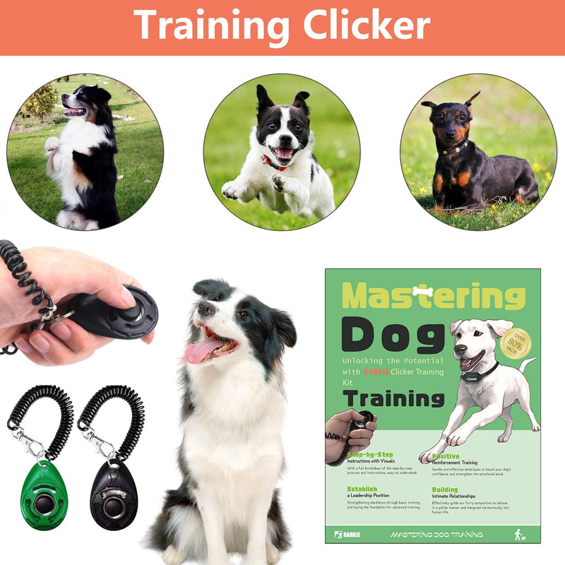 BARKIE Dog Training Kit - Treat Pouch, Pet Training Fanny Pack, 2 Puppy Training Clickers, Ultrasonic Silent Whistle, 2-in-1 Whistle Clicker, Clicker Training Guide Booklet, Dog Poop Bag (Grey) Grey - BeesActive Australia