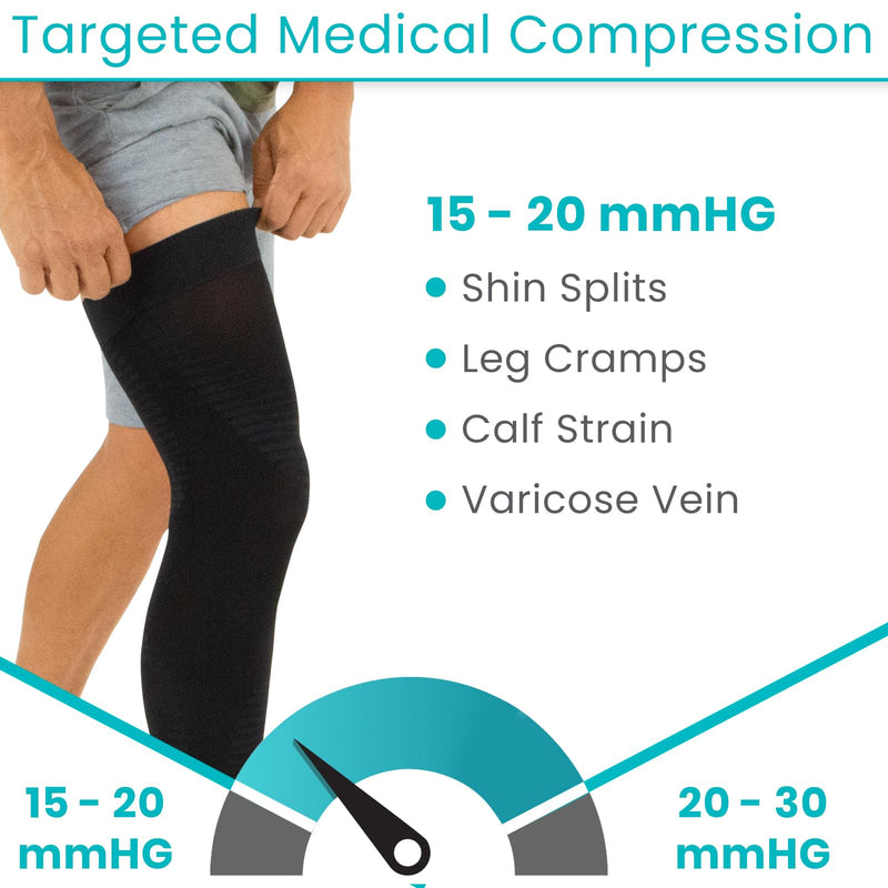 Vive Full Leg Compression Sleeves for Men & Women (Pair) - Knee, Calf, & Thigh Support Brace Wrap for Basketball, Football, Wrestling - Footless Long Running Accessories for Shin Splints (Medium) Medium - BeesActive Australia