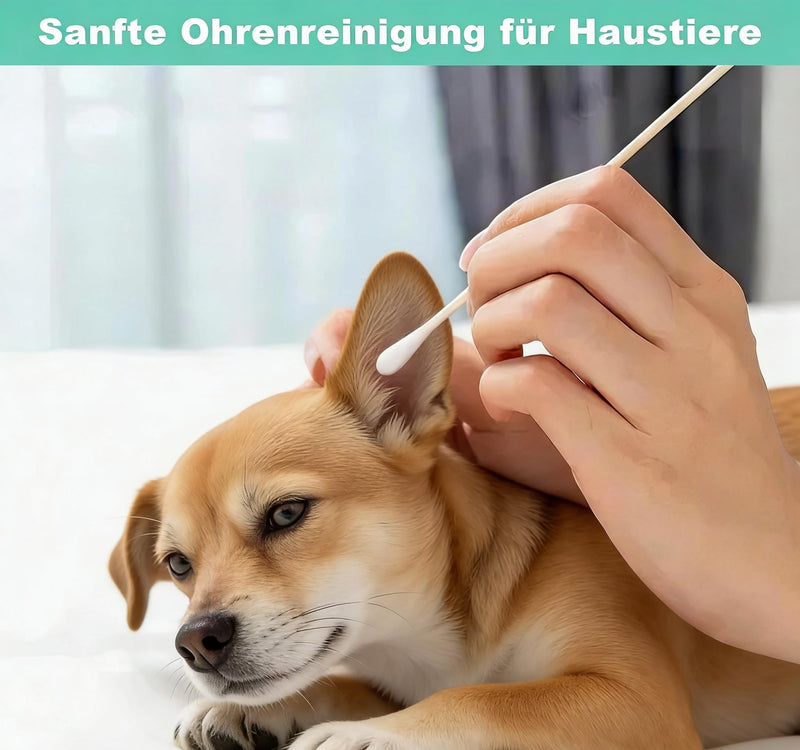 50 Pack Dog Ear Cleaning Cotton Buds, Long Cotton Swabs 15cm for Pet Ear Cleaner, Soft Ear Wax Remover Sticks for Dogs Cats & Small Animals (White)
