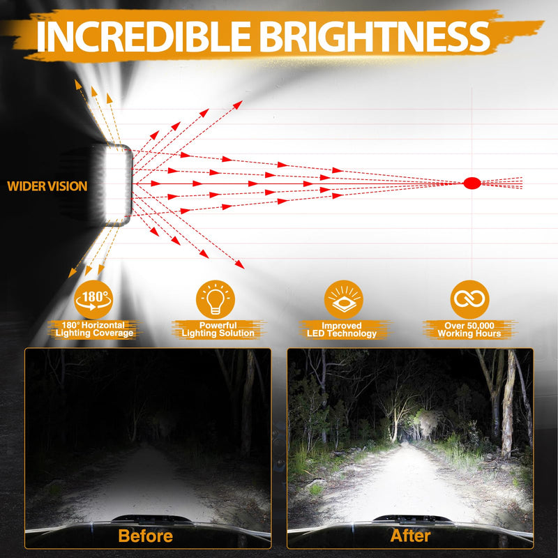 13.5 Inch LED Light Bar, 174W Side Shooter Triple Row LED Pods Off Road Bumper Bar Spot Flood Combo Driving Fog Lights for Trucks ATV UTV SUV Pickup Boat Tractor 13.5 Inch - BeesActive Australia