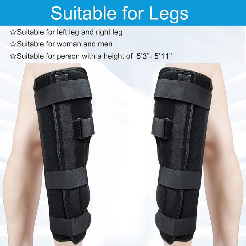 3-Panel Knee Immobilizer Full Leg Support Brace 21" Length Aluminum alloy Straight Knee Splint - for Knee Pre-and Postoperative & Injury or Surgery Recovery (Update Size M) Update Medium