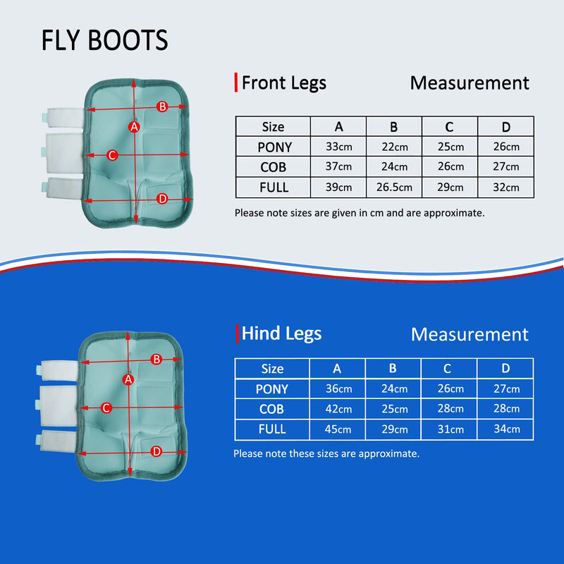 Horse Fly Boots - Fly Horse Boots Perfect for Equine Leg Wraps and Maximum Horse Fly Protection Set of 4 (Blue, Full) Blue - BeesActive Australia
