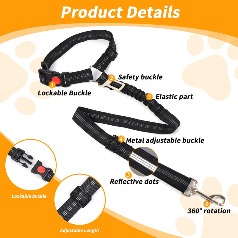 4-in-1 Removable Dog Seat Belt for Car: Adjustable Pet Car Harness, Retractable Dog Car Harness Seatbelt with Poop Bag and Dog Bowl, Restraint Secures to Vehicle Headrest, Blue - BeesActive Australia