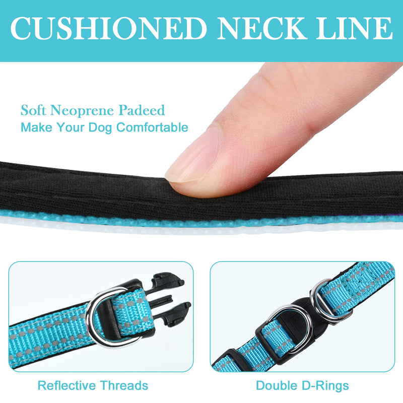 AUAUY Reflective Dog Collar, Adjustable Breathable Dog Collar, Soft Padded Neoprene Nylon Dog Collar with Double D-Ring and AirTag Case for Small Medium Large Dogs (Blue-S) Blue S(11.4-17.7"/29-45cm) - BeesActive Australia