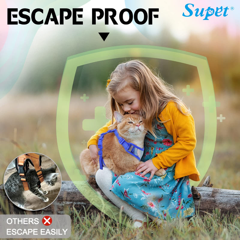 Supet Cat Harness and Leash Set Stylish Escape Proof Cat Vest Harness Adjustable Breathable Pet Harness with Reflective Trim Step-in Cat Leash and Harness for Cats Puppies M（Chest:11.0-18.3'' Pink M（Chest:11.0-18.3'') - BeesActive Australia