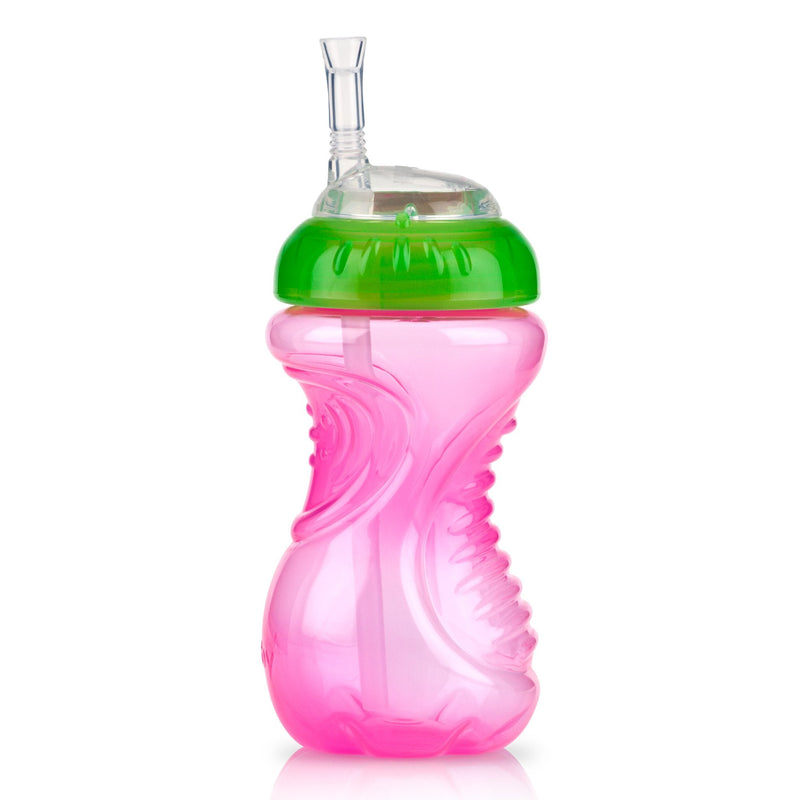 Nuby No-Spill Soft Straw Easy Grip Sippy Cup for Girls - (3-Pack) 10 Oz - 12+ Months Girl - BeesActive Australia