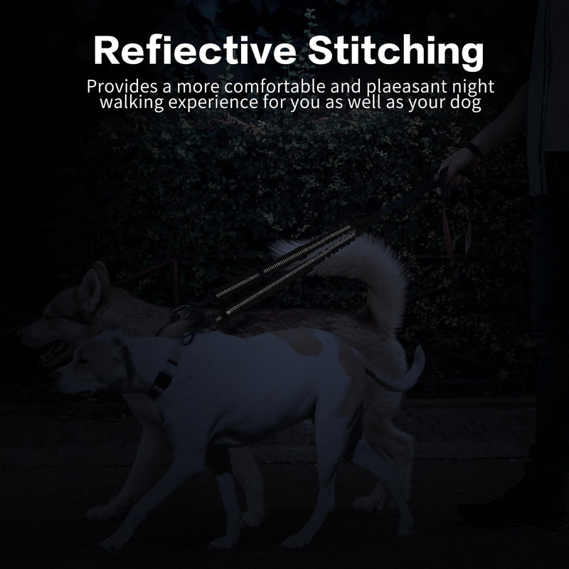 YAODHAOD Double Dog Leash,Two Dog Leash Splitter, No Tangle 360° Swivel Rotation Reflective Lead, Adjustable Length Bungee Heavy Duty Walking Training Dual Dog Leash Extension (Black) Black - BeesActive Australia