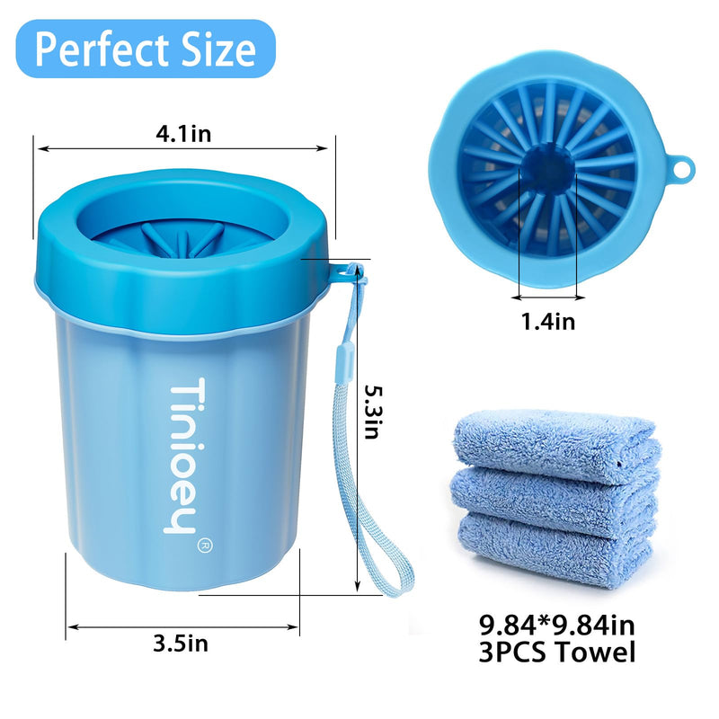 Dog Paw Cleaner for Medium Dogs (with 3 Absorbent Towels), Dog Paw Washer, Muddy Paw Cleaner, Pet Foot Cleaner (Medium, Blue) - BeesActive Australia
