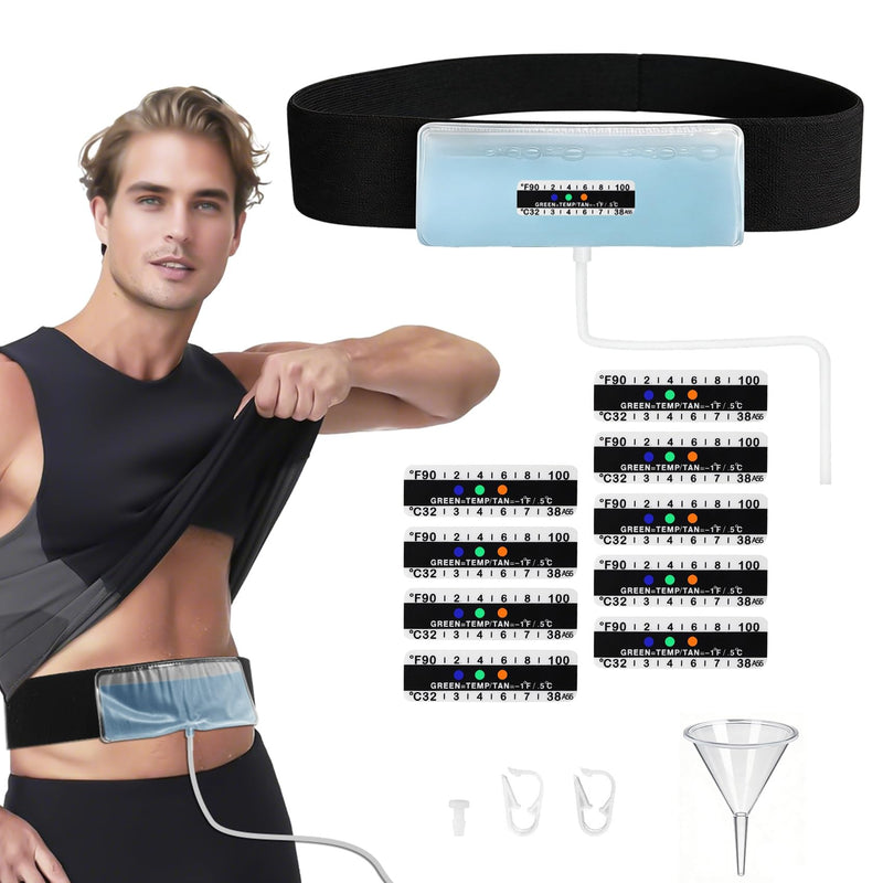 Sample Guard Urine Test Complete Kit - Adjustable 43.3" Concealed Belt with 2-4oz Sample Bag, Thermometer Stickers & Silicone Funnel (Black, Hi-Stretch Comfort) (Short) Short