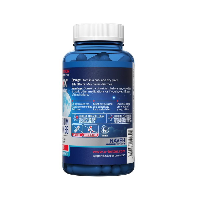 MAGNOX® High Absorption Magnesium Supplement with B6 & D3 Vitamins for Women & Men | Sleep Support | One Capsule a Day for Full Dosage (432mg) Patented & Clinically Tested Formula (60 pils) MAGNOX B6 60 Count (Pack of 1)