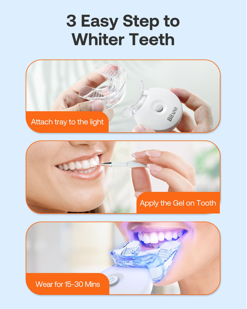 Bitvae Teeth Whitening Kit,Teeth Whitening Light with 4 Carbamide Peroxide Teeth Whitening Gel for Sensitive Teeth, Non-Sensitive Fast Teeth Whitener, Enamel Safe and Gentle White - BeesActive Australia