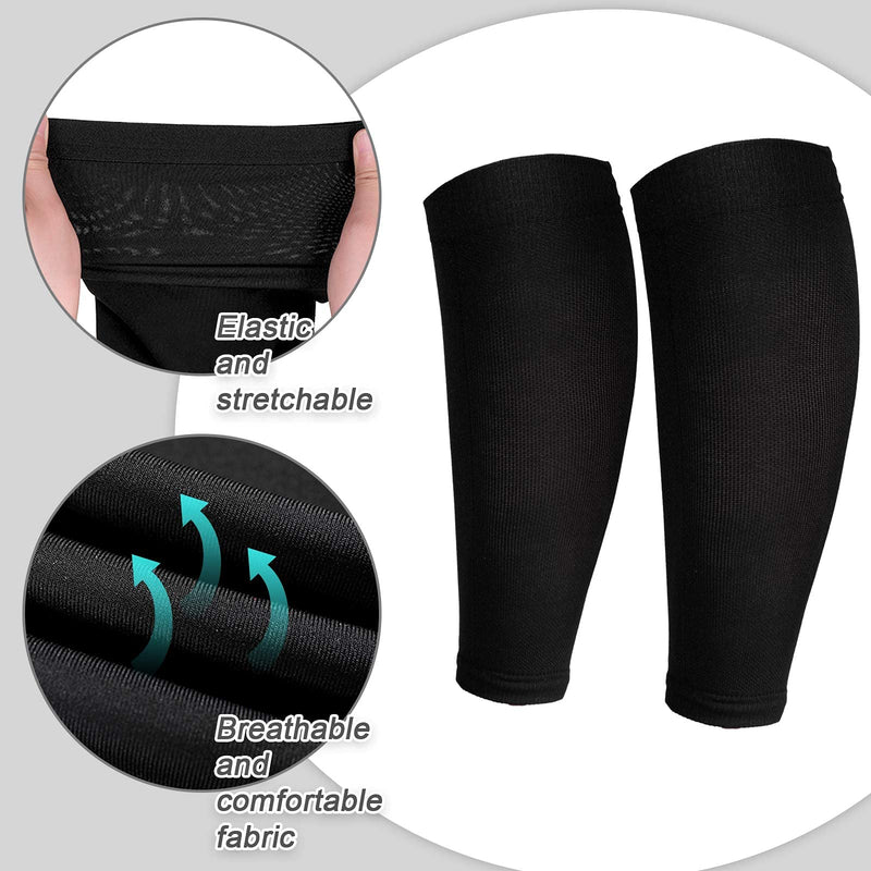 SATINIOR 4 Pairs Calf Compression Sleeve Leg Compression Sock Calf and Shin Support Relieve Calf Pain for Men Women Youth for Running, Cycling, Walking Black, White, Gray, Blue, Large