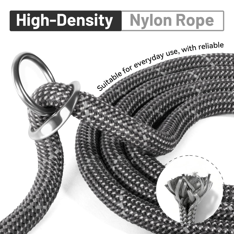 Hands-Free Dog Leash, 6.5ft Heavy Duty Reflective Nylon Leash with Dual Metal Hooks, Adjustable Crossbody & Waist Use for Walking, Jogging and Heel Training (Grey) Black - BeesActive Australia