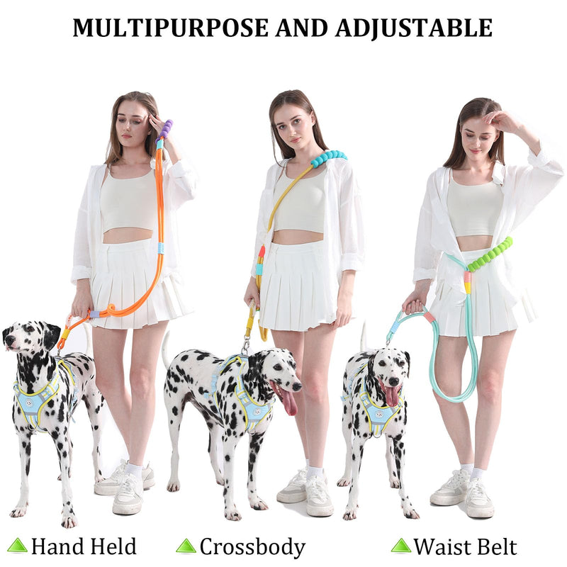 JSXD Dog Leash,5 FT Heavy Duty Dog Training Leash,Double Handle Comfortable Padded Hands Free Dog Leash,Adjustable Crossbody Waist Leash for Small Medium Large Dogs(Yellow) Yellow