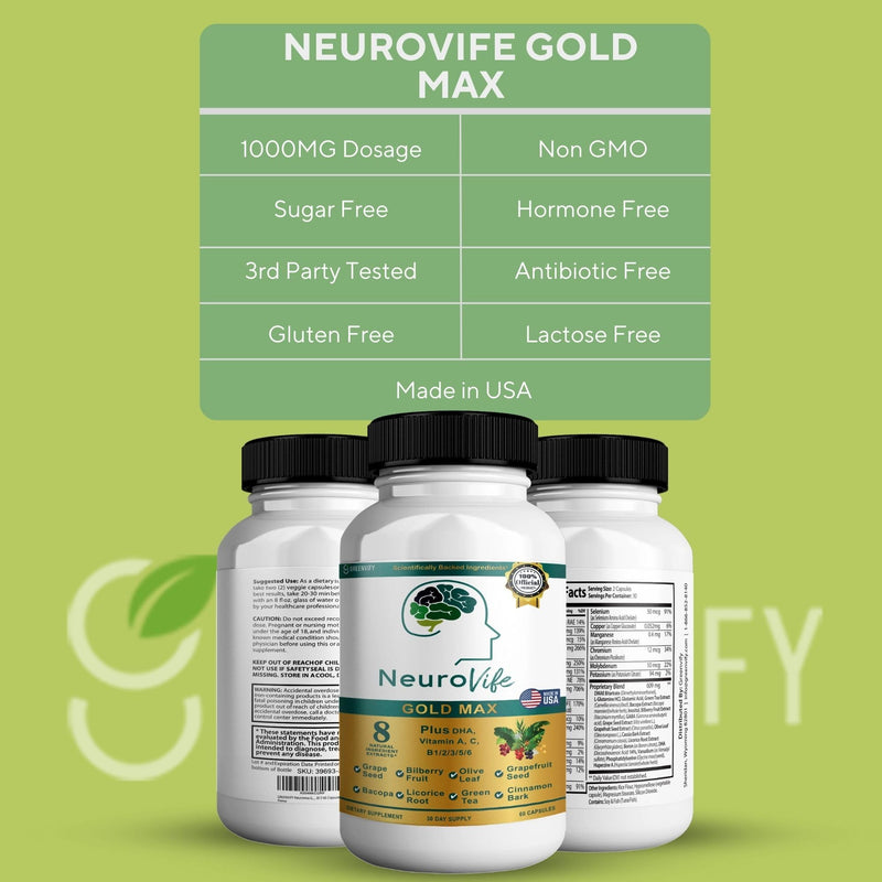 NeuroVife Gold Max Nootropic Formula, Cognitive Focus and Clarity Complex, 60 Capsules 1