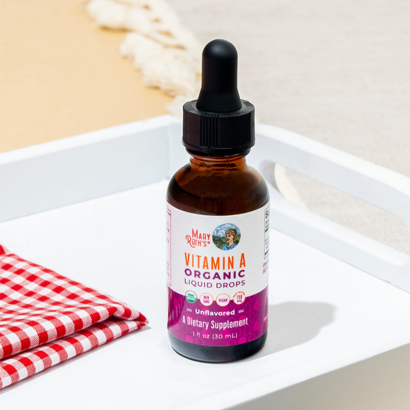 MARYRUTH'S Organics USDA Organic Vitamin A Liquid Drops, 1 oz, Sugar Free | 3 Month Supply, Bone Health for Ages 14+, 750mcg per Serving, Sugar Free, Vegan