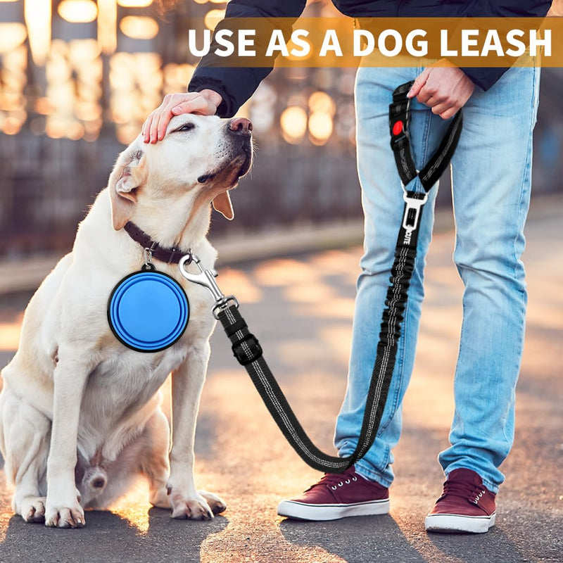 3 Piece Dog Car Seat Belt Set - Retractable Adjustable Pet Seatbelts for Vehicle Headrests - Heavy Duty, Elastic & Durable Car Harness for Dogs 01-Black+Lotus - BeesActive Australia