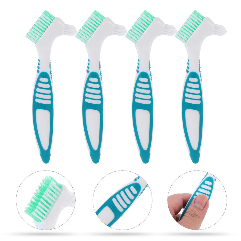 Healifty 4 Pcs Hard Denture Brush Double Sided Toothbrush Multi- Layered Bristles Fake Teeth Cleaning Brush Denture Care (Green) Green - BeesActive Australia