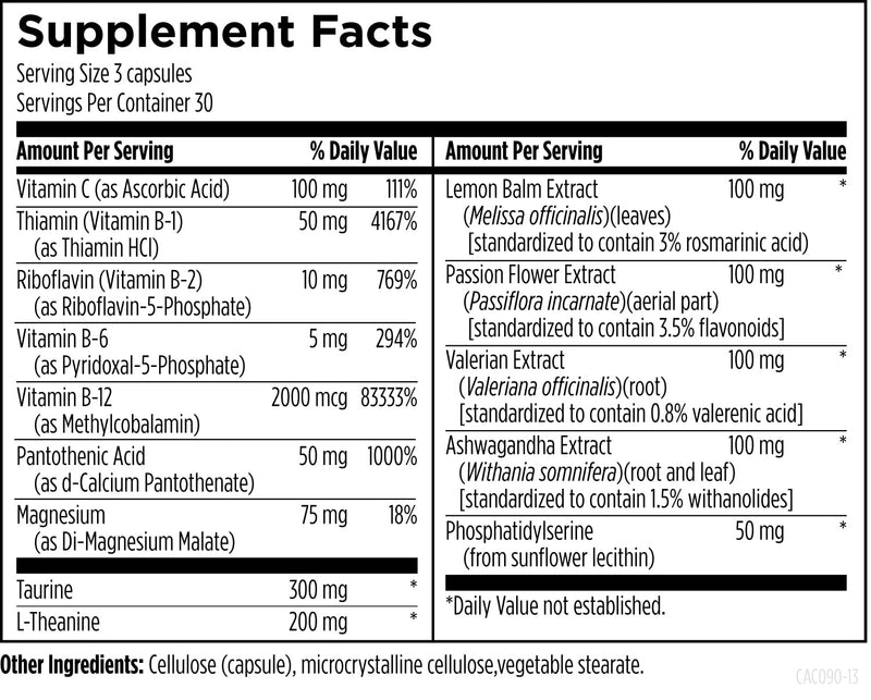 Designs for Health CatecholaCalm - Adaptogenic Herbs + Vitamins for Mood, Calm Support with L-Theanine, Passion Flower + Phosphatidylserine - Non-GMO Supplement (90 Capsules) Standard Packaging