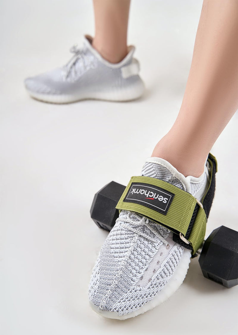 Feet Dumbbell Attachment,Tibialis Trainer, Feet Weight Lifting Dumbbell Ankle Strap,Leg Lift Exercise Equipment Army Green-2pcs