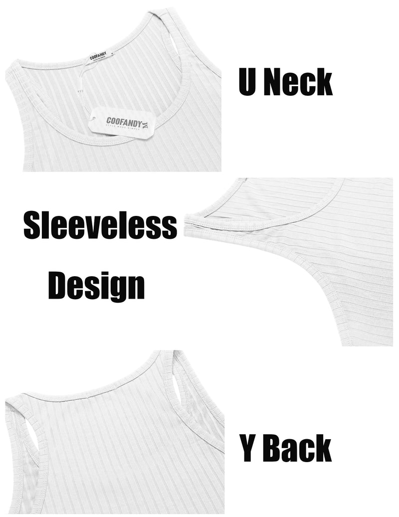 COOFANDY Men's Workout Tank Top Ribbed Knit Sleeveless Gym Muscle T Shirts Bodybuilding Tee Black/White (2 Pcs) X-Large - BeesActive Australia