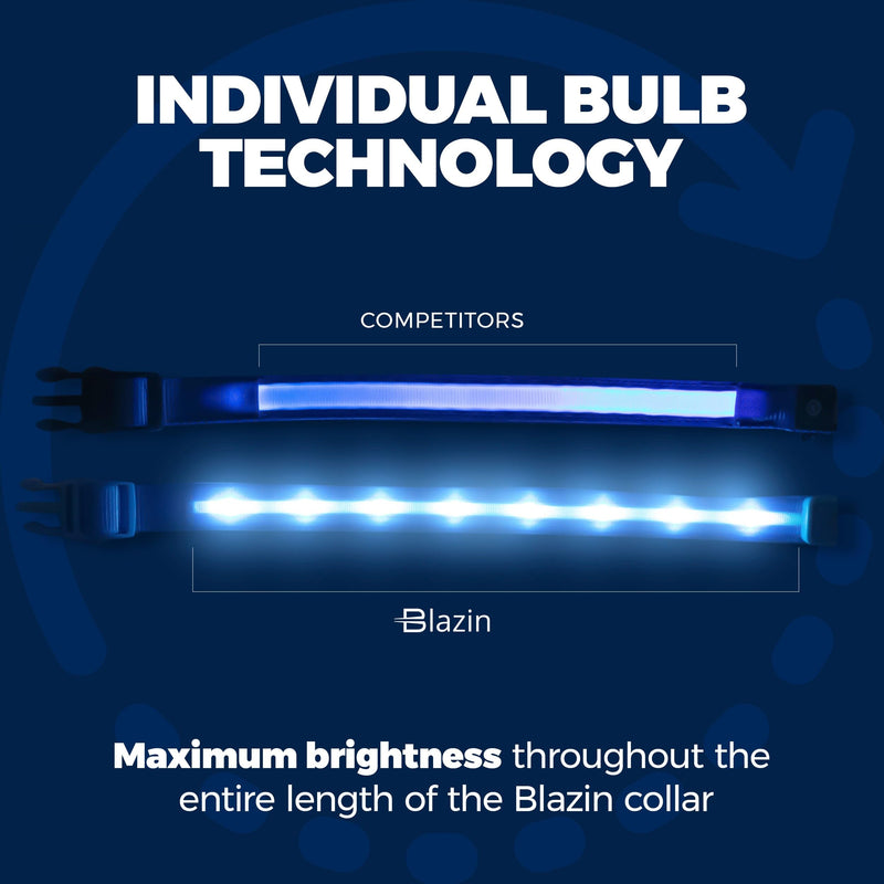 Blazin Brightest Light Up Dog Collars - The Original LED Dog Collar with 1,000 Feet of Visibility - USB Rechargeable Waterproof Dog Collar Light - Dog Lights for Night Walking - USA Brand Large (Pack of 1) Green - BeesActive Australia