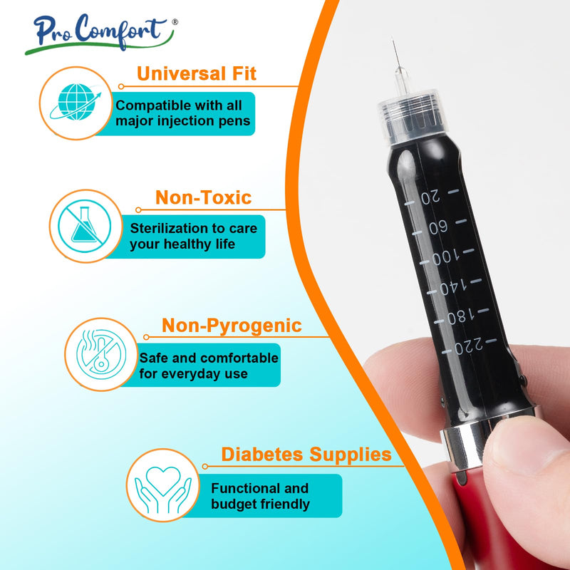 Insulin Pen Needle 32G 6mm (1/4") 100 Count, Diabetic Pen Needles for Injections Universal Fit with Most Diabetes Pens Comfortable Sterile