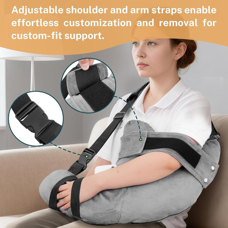Shoulder Surgery Pillow with Pocket & Straps, Left/Right Arm Support ，Rotator Cuff Relief Pillow for Sleeping, After Shoulder Surgery Must Haves, Arm Pillow Post Surgery, Arm And Neck Pain Relief - BeesActive Australia