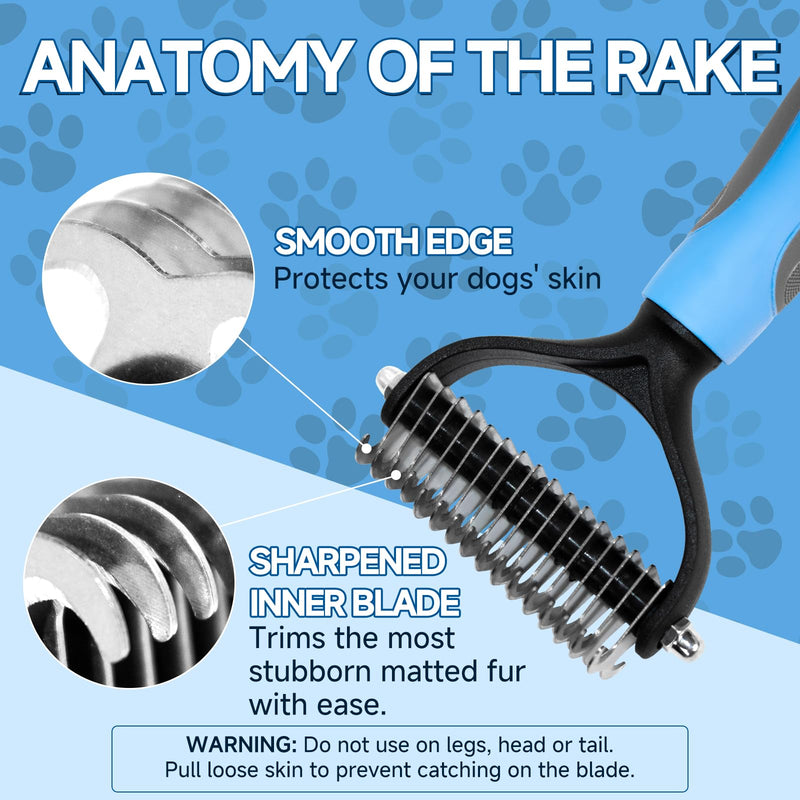 Pet grooming brush metal bottom hair rake, double-sided ultra wide dog brush cat brush shedding, dog hair comb supplies bottom hair rake, hair removal brush, dog long hair pet hair removal tool - BeesActive Australia