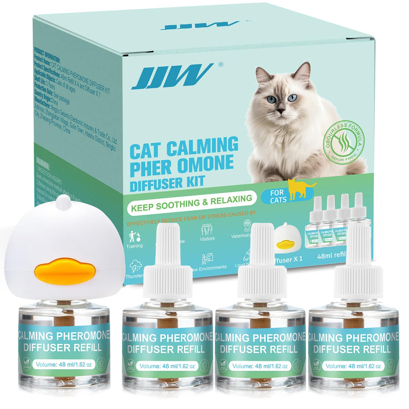 Cat Calming Pheromone Diffuser 4 in 1 Kit Cat Relaxing Pheromone Diffuser Relieve Anxiety Reduce Fighting Spraying and Scratching 48ml Refill C