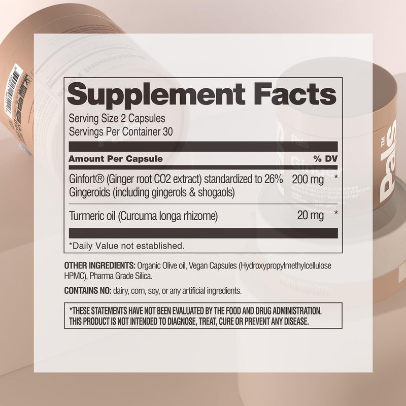Pure Ginger Root Capsules Enh-12x: Ultra Potent 26% Gingeroids Extract Vegan Ginger Supplements for Nausea, Bloating & Menstrual Cramps, Support a Calm Stomach & Digestive Health, Non-GMO, (30 Days) - BeesActive Australia