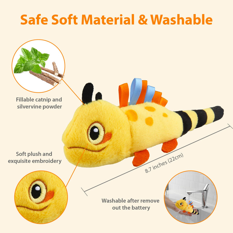 Gigwi Interactive Catnip Cat Toys, Electronic Flopping Toys Motion Activated, Automatic Moving Cat Toys for Indoor Cats, USB Rechargeable Cat Enrichment Toy Self Play for Hunting and Kicker, Lizard - BeesActive Australia