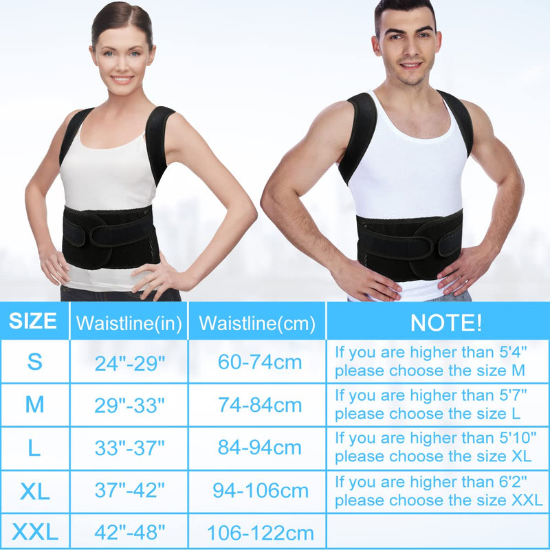 PAZAPO Posture Corrector for Men&Women - Back Brace for Lumbar Support and Upright - Breathable Back Straightener Back 2X-Large(42-48 Inches) XX-Large - BeesActive Australia